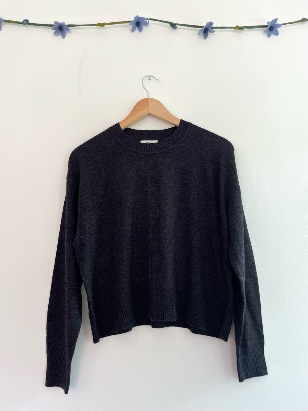 Charcoal Grey Cashmere Blend Sweater Top